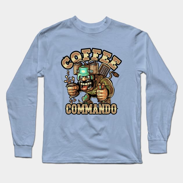 Coffee Commando Long Sleeve T-Shirt by wuhuli